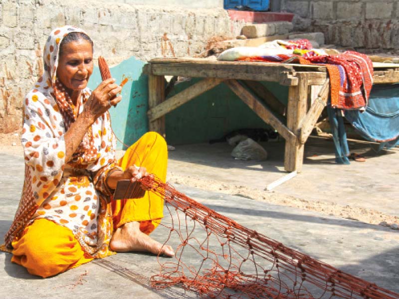 the women say the profession of net making is dying since there are no more fish left in the sea photos ayesha mir express
