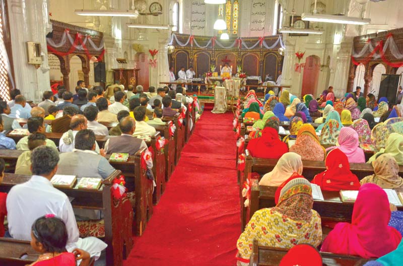 mass under way at all saints church in the city photo muhammad iqbal express