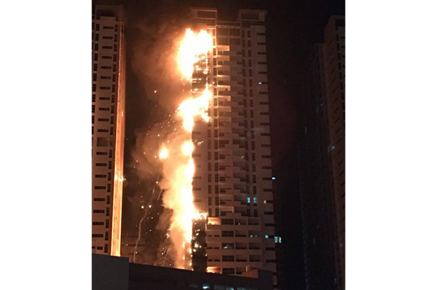 a view of a fire erupted in a residential building in ajman uae photo twitter breaking911