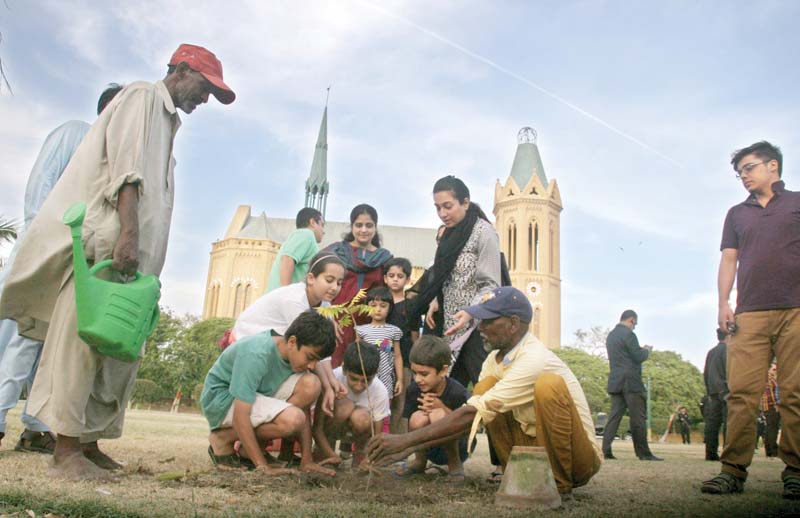 the trees planted will be looked after by the nfeh and the management of the frere hall photo athar khan express