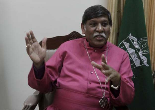 irfan jamil the bishop of lahore gestures during an interview with reuters at his office in lahore pakistan march 29 2016 photo reuters