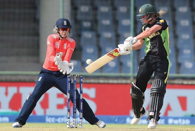australia s lanning r plays a shot during the world t20 women s semi final between australia and england at the feroz shah kotla cricket ground in new delhi photo afp australia s lanning r plays a shot during the world t20 women s semi final between australia and england at the feroz shah kotla cricket ground in new delhi photo afp