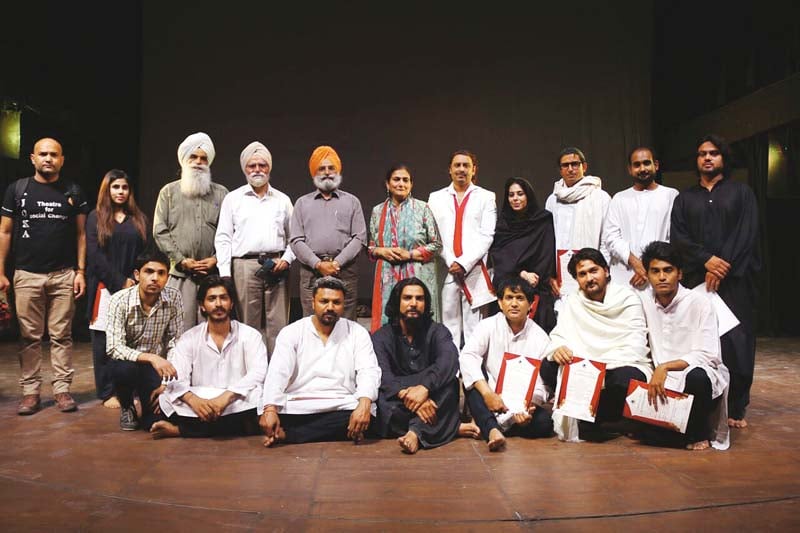 team of ajoka theatre poses for a picture at the punjab naatshala theatre festival in amristar photo publicity