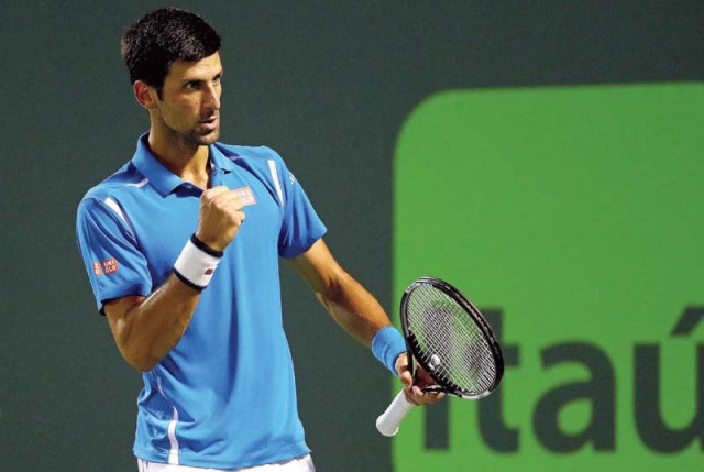 world number one djokovic celebrates winning his quarter final clash against tomas berdych on day 10 of the miami open photo afp world number one djokovic celebrates winning his quarter final clash against tomas berdych on day 10 of the miami open photo afp