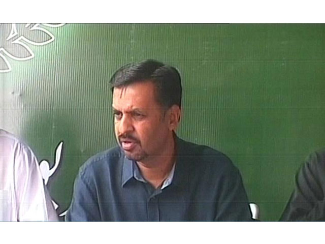 an express news screengrab of psp leader mustafa kamal addressing a press conference in hyderabad on friday