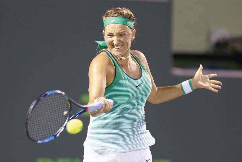 former world number one victoria azarenka progressed to the second straight hard court final at the miami open after winning the indian wells title last month photo afp