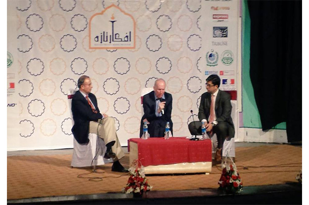 sir william blackburne mr justice syed mansoor ali shah and mr feisal naqvi talking at a session on justice at your doorsteps and the judiciary in modern world photo fb com itu