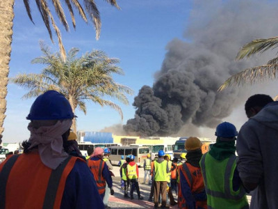 fire at under construction qatar shopping complex