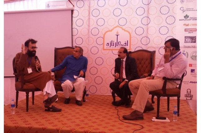 panelists speaking at a session titled rethinking pakistan s history teaching and learning on the second day of afkar i taza conference at alhamra photo twitter panelists speaking at a session titled rethinking pakistan s history teaching and learning on the second day of afkar i taza conference at alhamra photo twitter