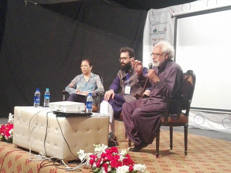 ali usman qasmi farzana sheikh ayaz amir talking about religion and state in pakistan photo fb com itu