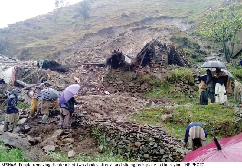 people in shangla town of khyber pakhtunkhwa help their neighbours whose abode was destroyed by a landslide triggered by torrential rain photo inp