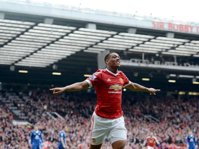 martial celebrates after scoring the game s only goal in the win over everton which strengthened his team s chances of making the top four photo afp martial celebrates after scoring the game s only goal in the win over everton which strengthened his team s chances of making the top four photo afp
