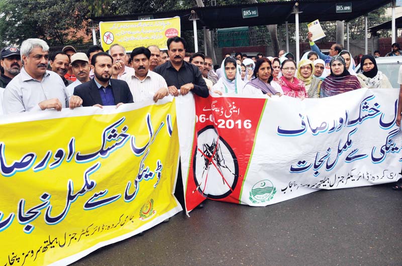 adviser to chief minister on health salman rafique led the health department walk to raise awareness about the disease photo express