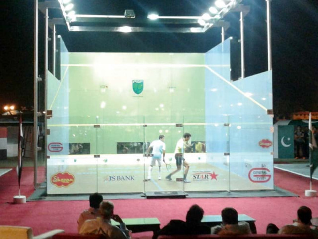 this file picture shows the legends v champions match under way between pakistan s asim khan and egypt s ali farag on the opening day of the event at the paf museum photo file this file picture shows the legends v champions match under way between pakistan s asim khan and egypt s ali farag on the opening day of the event at the paf museum photo file