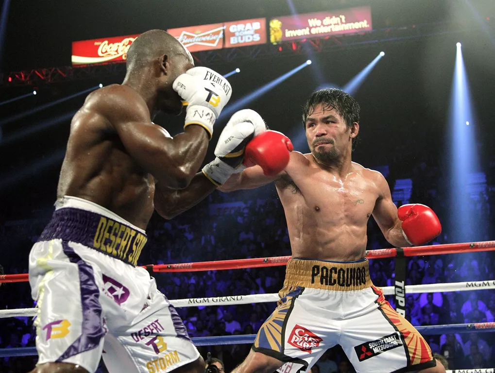 manny pacquiao sends timothy bradley jr to the mat in the 10th round of their wbo international welterweight title bout at the mgm grand arena on april 9 2016 in las vegas nevada photo afp manny pacquiao sends timothy bradley jr to the mat in the 10th round of their wbo international welterweight title bout at the mgm grand arena on april 9 2016 in las vegas nevada photo afp