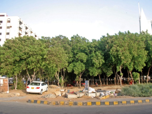 parks department accuses private builder of cutting around 70 trees photo athar khan express