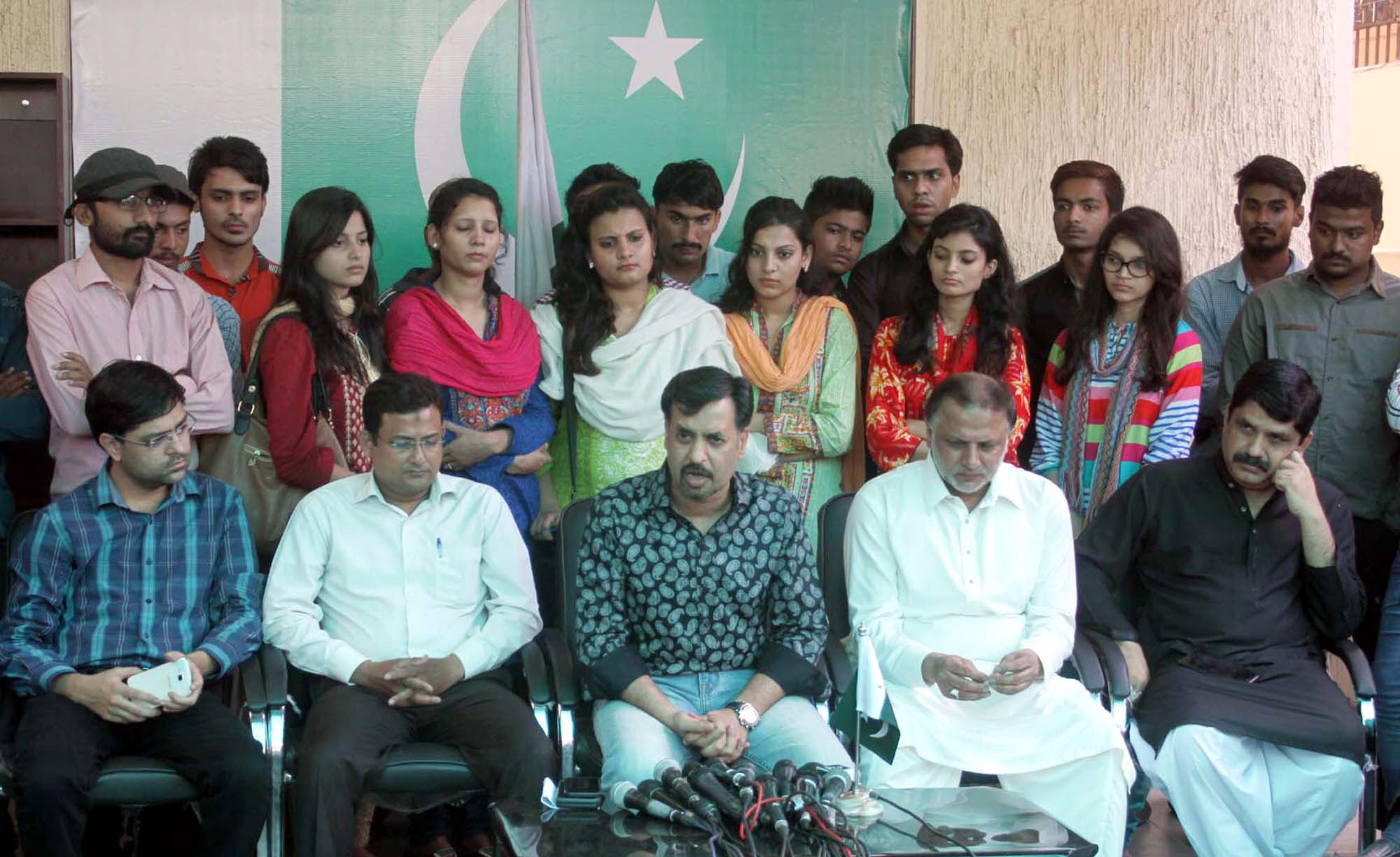 mustafa kamal addresses a press conference in karachi on monday photo ppi