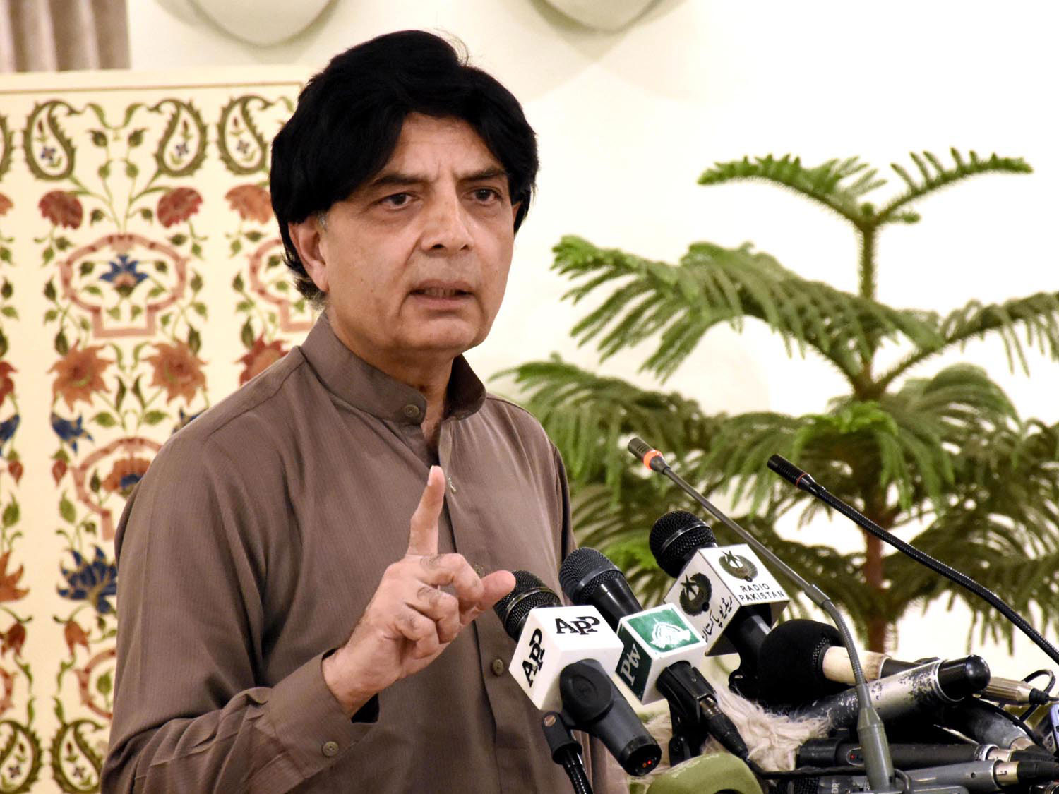 express news screen grab of interior minister addressing a press conference in islamabad on april 11 2016 photo pid