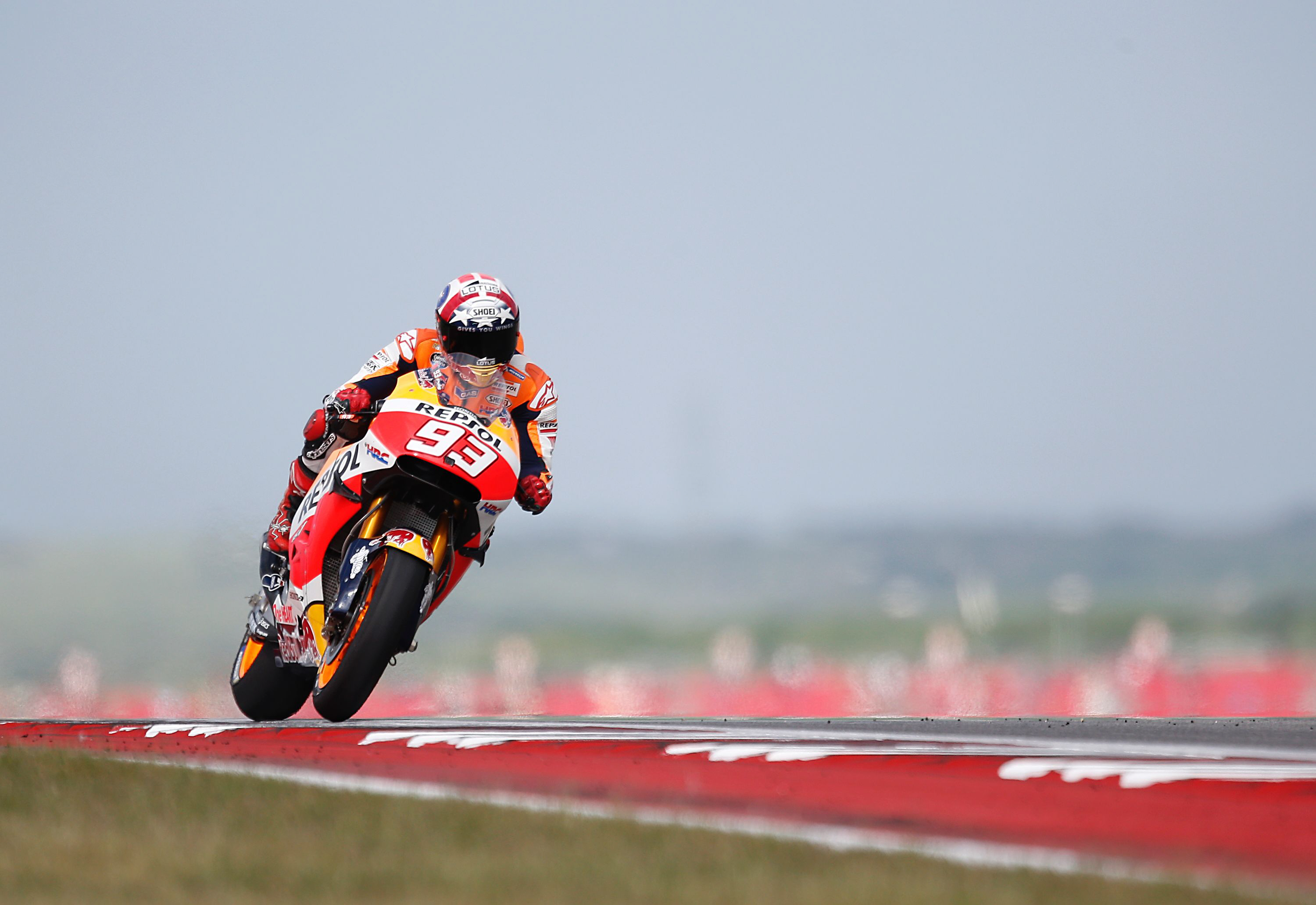 marc marquez takes a practice round during the 2016 grand prix of the americas moto gp race at circuit of the americas in austin texas on april 9 2016 photo afp