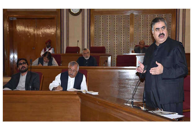 chief minister sanaullah zehri addressing on the floor of assembly photo inp