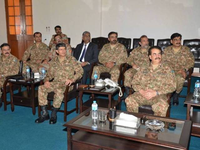 army chief general raheel sharif chairs a meeting in karachi on april 13 2016 photo ispr