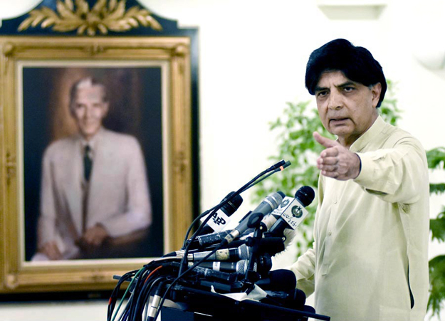 interior minister chaudhary nisar addressing a press conference photo inp
