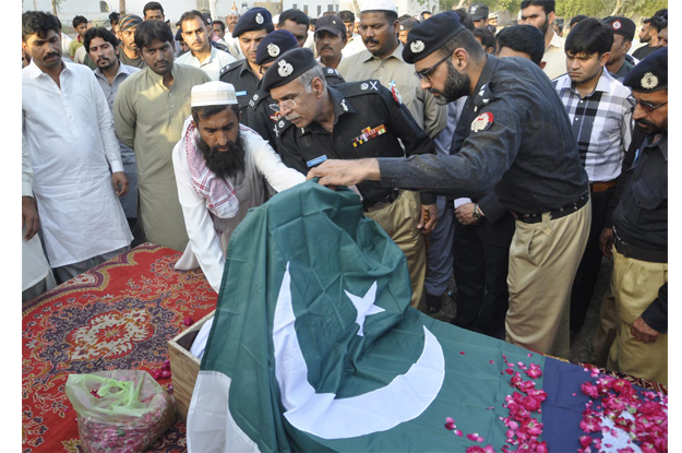 igp punjab attends the funeral of martyred police personnel six policemen were martyred during the operation photo inp