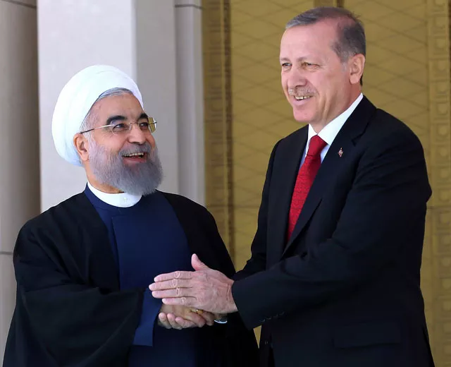 turkish president recep tayyip erdogan r shakes hands with his iranian counterpart hassan rouhani during an official welcoming ceremony at the presidential complex in ankara on april 16 2016 photo afp turkish president recep tayyip erdogan r shakes hands with his iranian counterpart hassan rouhani during an official welcoming ceremony at the presidential complex in ankara on april 16 2016 photo afp