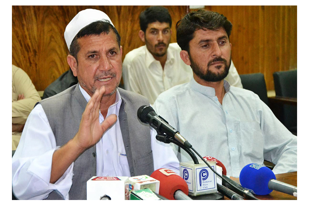 nazim pk 8 qaiser khan farooqui addressing a press conference at ppc photo online