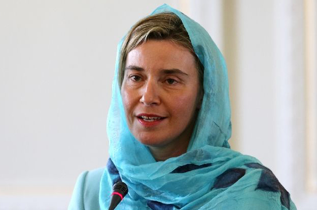 eu high representative for foreign affairs federica mogherini speaking at a press conference on april 16 2016 in the iranian capital tehran photo afp