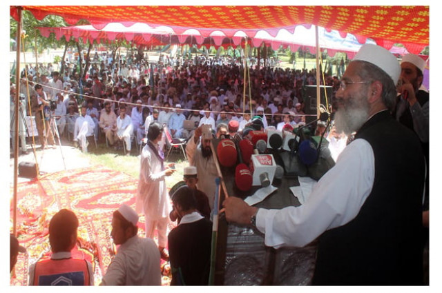 jamaat e islami ameer sirajul haq speaking at a convention held at fazal qadir shaheed park in bannu photo inp jamaat e islami ameer sirajul haq speaking at a convention held at fazal qadir shaheed park in bannu photo inp