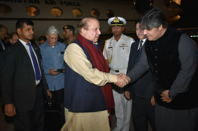 prime minister nawaz sharif lands at islamabad 039 s noor khan airbase on tuesday photo pml n prime minister nawaz sharif lands at islamabad 039 s noor khan airbase on tuesday photo pml n