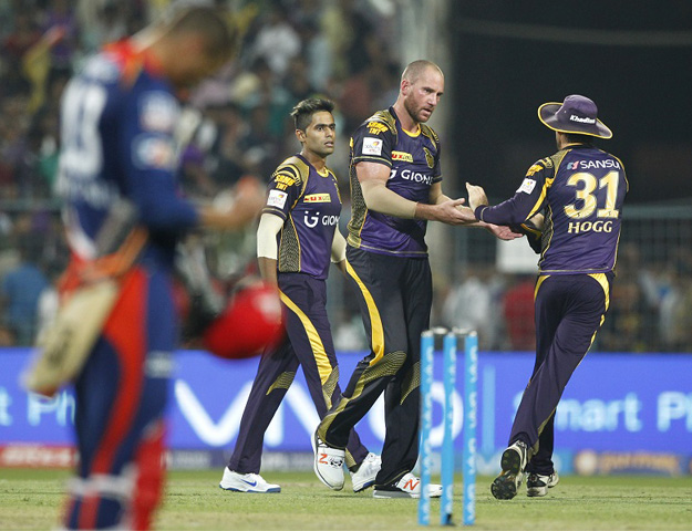 john hastings celebrates with team mates after picking up a wicket in kolkata india on april 10 2016 photo courtesy bcci