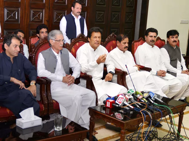 pti chairman imran khan addressing a press conference at cm house peshawar photo online pti chairman imran khan addressing a press conference at cm house peshawar photo online