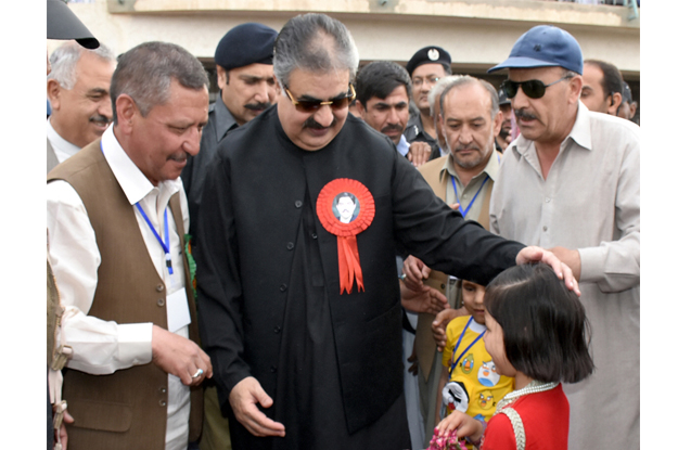 chief minister balochistan nawab sanaullah khan zehri seen at the concluding ceremony of the shaheed agha football tournament organised by shaheed talib agha foundation photo express