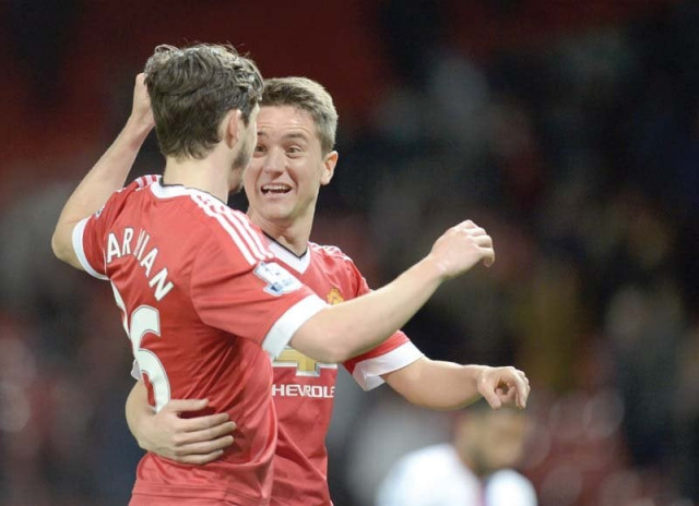 darmian celebrates with teammate ander herrera after scoring his first premier league goal in the 2 0 win over palace photo afp darmian celebrates with teammate ander herrera after scoring his first premier league goal in the 2 0 win over palace photo afp