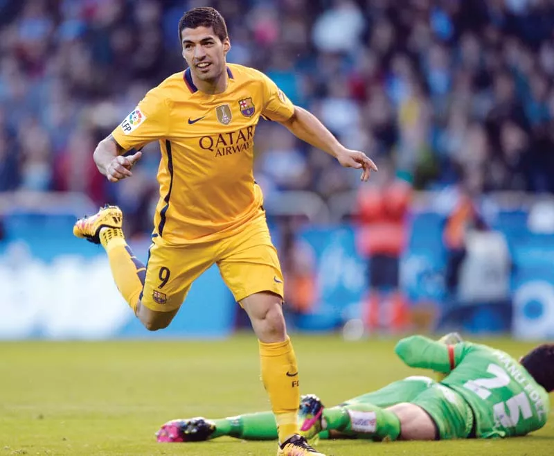 suarez scored four to not only ensure that barcelona remained top of the table but also got himself just one behind ronaldo in the pichichi race photo afp suarez scored four to not only ensure that barcelona remained top of the table but also got himself just one behind ronaldo in the pichichi race photo afp