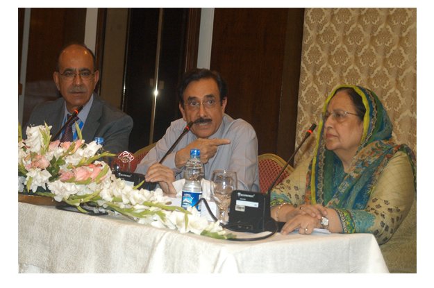 shifa international hospital consultant paediatrician dr musarrat hussain addressing a press conference photo express