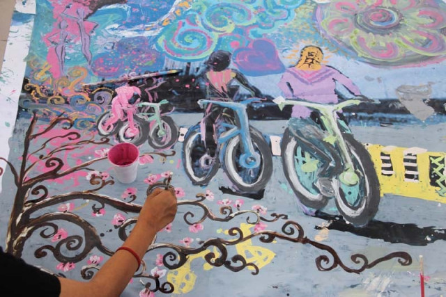 girls at dhaba s organised a joint mural activity on the roof photos ayesha mir express girls at dhaba s organised a joint mural activity on the roof photos ayesha mir express