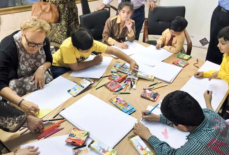 charg d affaires of the embassy of denmark interacts with the participating children photo express charg d affaires of the embassy of denmark interacts with the participating children photo express