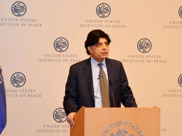 interior minister chaudhry nisar at us institute of peace on wednesday february 18 2015 photo pid