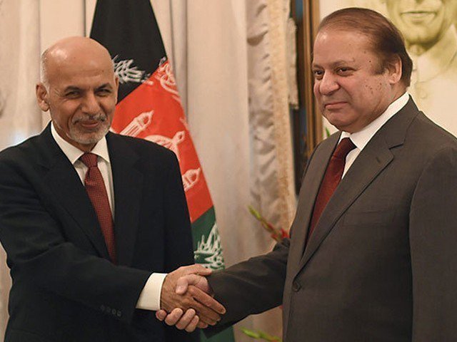 afghan president ashraf ghani and pakistani prime minister nawaz sharif shake hands at the prime minister house in islamabad on november 15 2014 photo afp