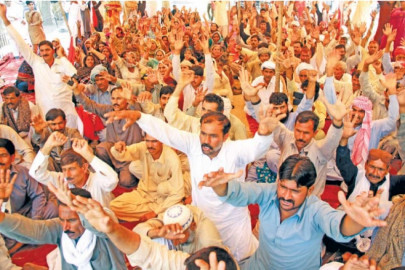 demanding rights okara tenants stage sit in at press club