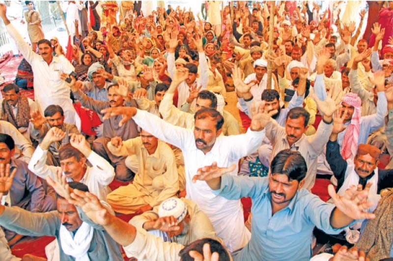 protesters shouting slogans at the sit in on tuesday photo abid nawaz express