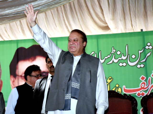 in this file photo prime minister nawaz sharif waves to the crowd gathered to listen to his address in kotli sattian tehsil of rawalpindi on april 25 2016 photo pid