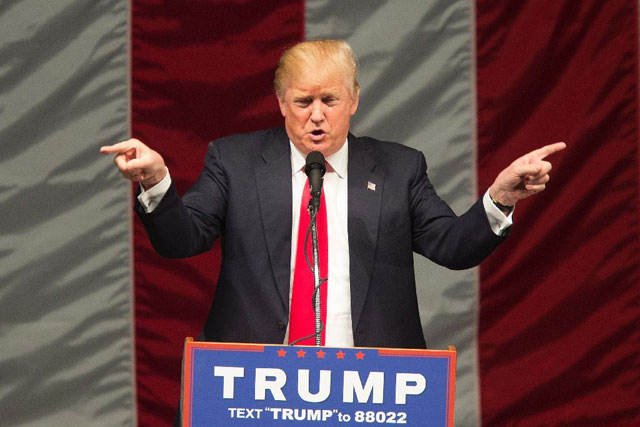 republican presidential hopeful donald trump addresses a campaign rally at costa mesa california on april 28 2016 photo afp