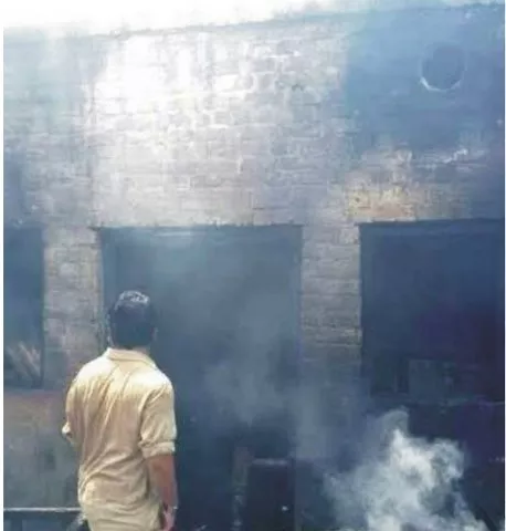 flames erupted in one of the rooms containing wood and plastic material engulfing the house says police official photo express flames erupted in one of the rooms containing wood and plastic material engulfing the house says police official photo express