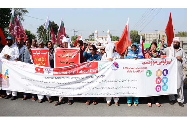 a view of rally organized by awami workers party labour qaumi movement and bhatta workers union in connection with labour day photo online
