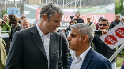 khan and goldsmith london mayoral candidates from different sides of the track