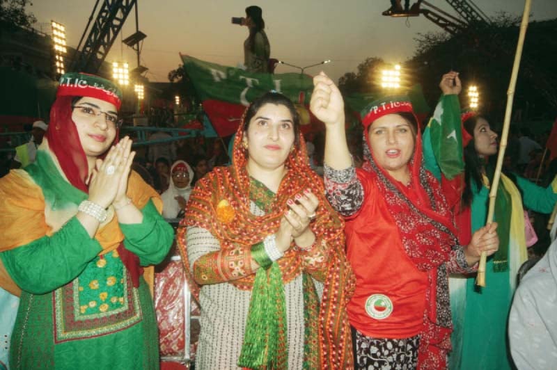 women supporters at the charing cross rally photo abid nawaz express